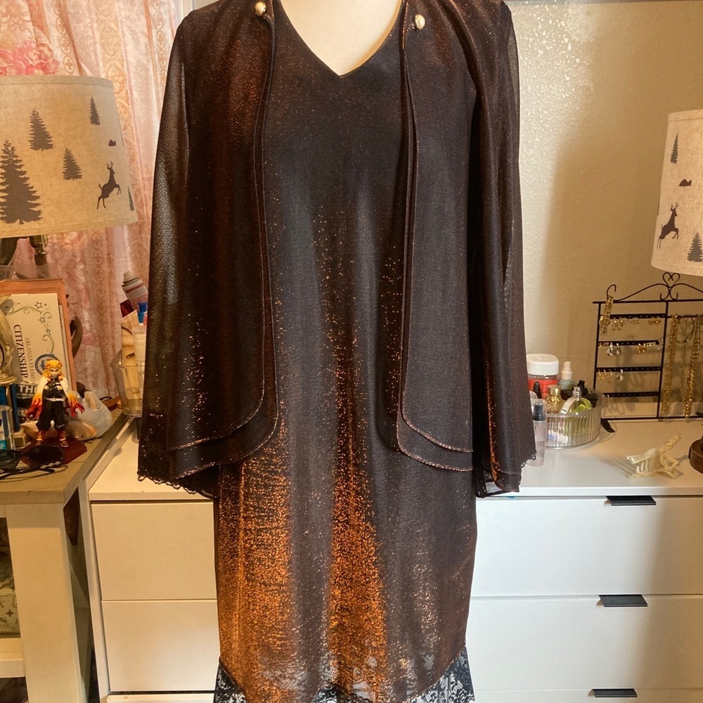 Patra Brown and Orange Midi Dress